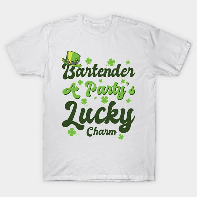 St. Patrick's Day Shamrock Clover Bartender Lucky Charm T-Shirt by Tom´s TeeStore